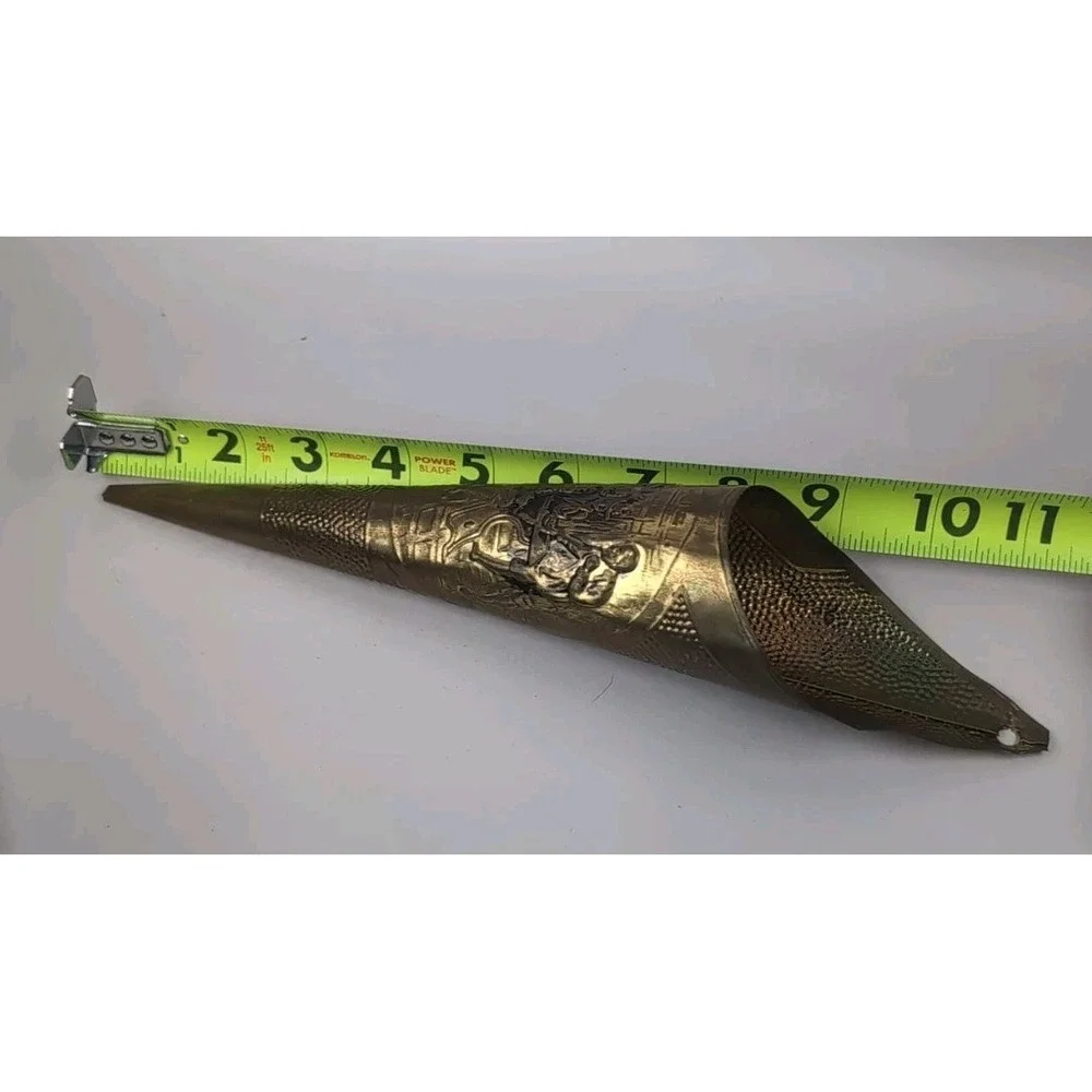 Brass Repousse Wall Vase Match Holder/Fireplace Mount 11